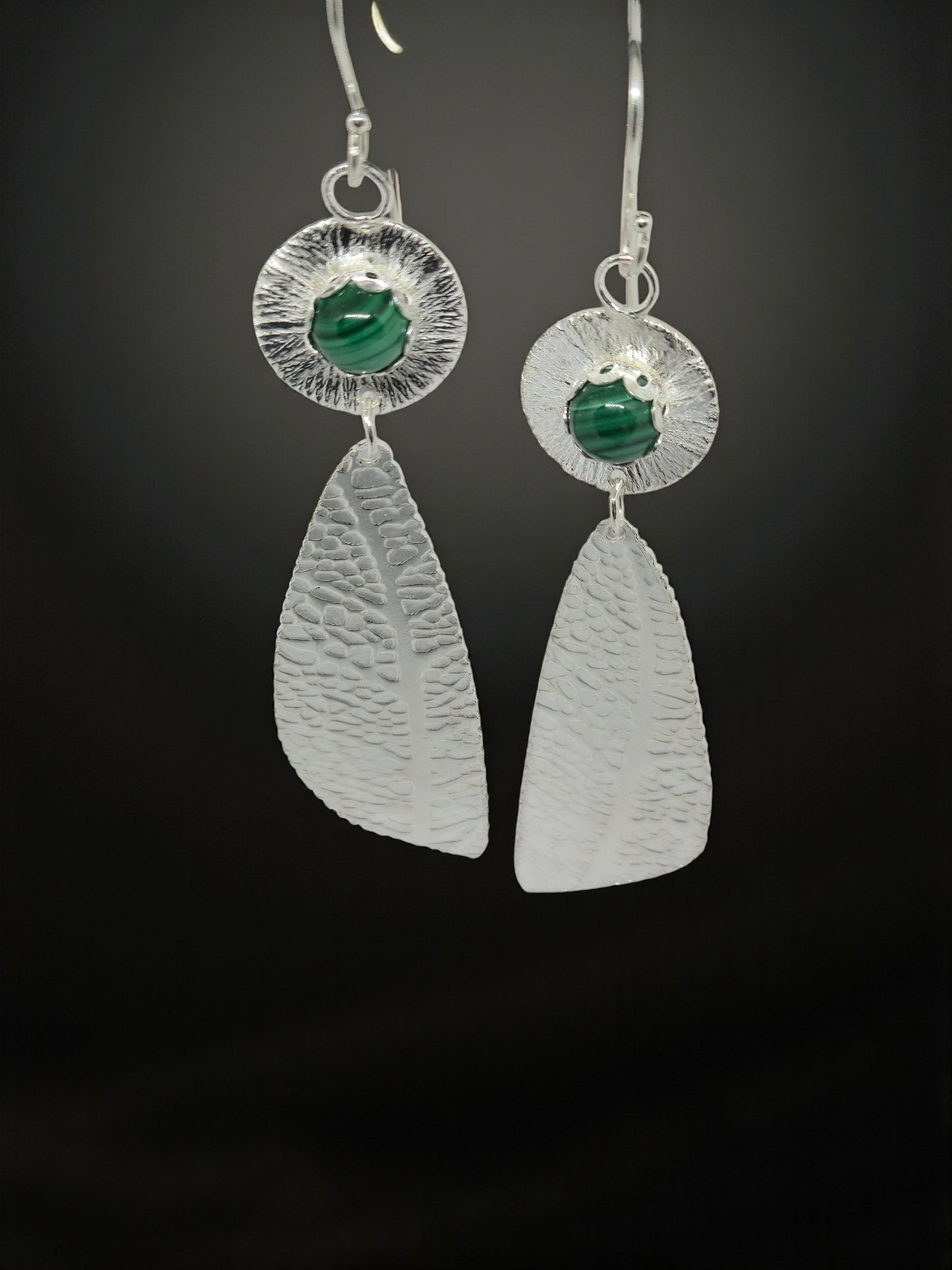 Sterling Silver Malachite Dangle Earrings