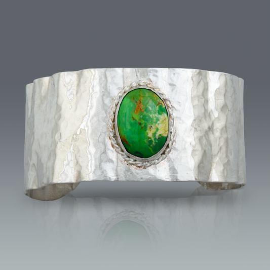 Hammered Sterling Silver Cuff with Magnesite
